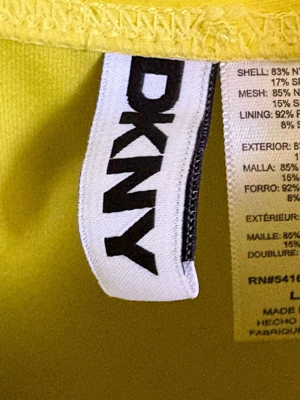 DKNY Ruffle Plunge Underwire Tummy Control Swimsuit. Bright Yellow size Large